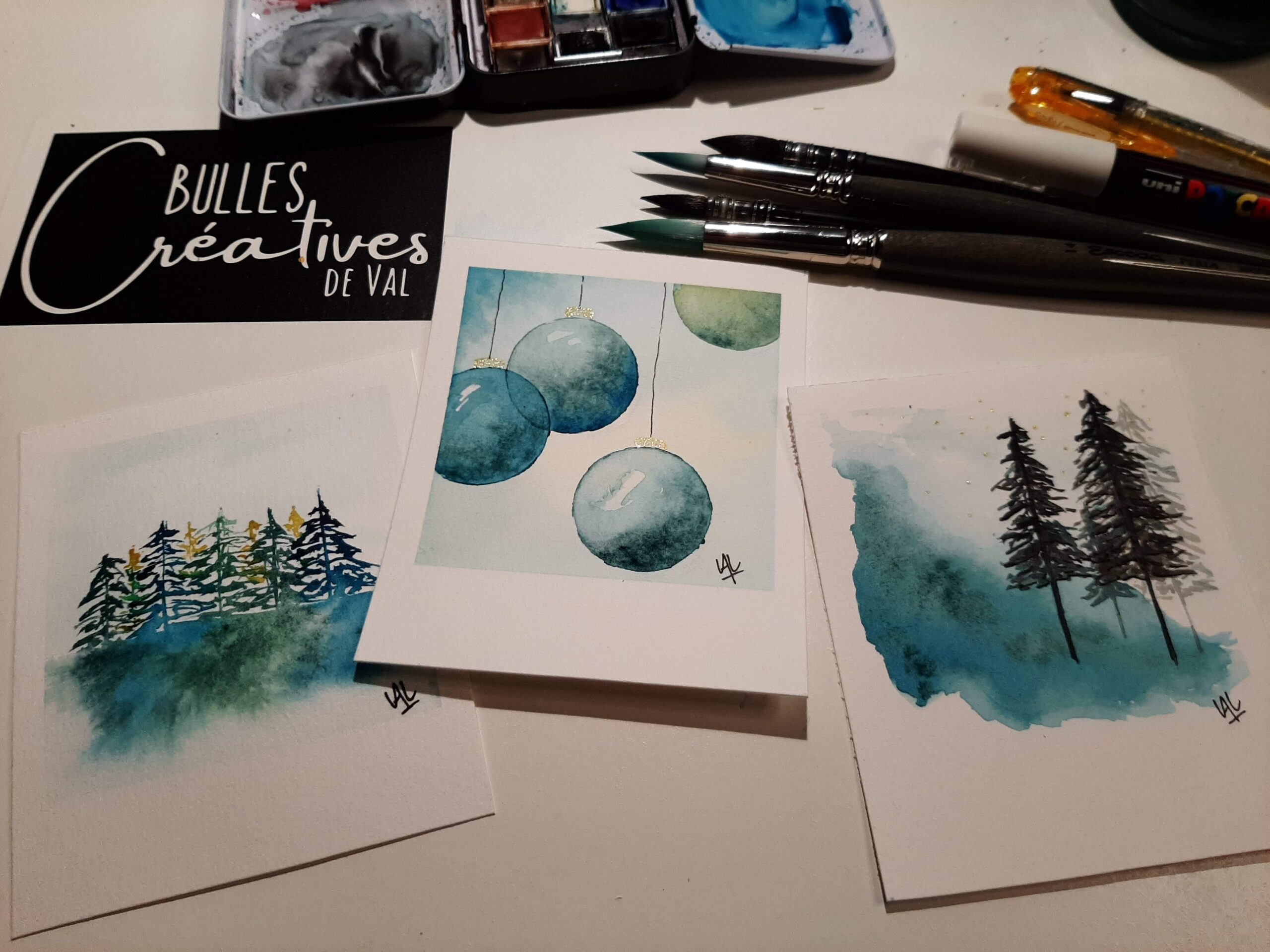Atelier Aquarelle (cartes de voeux) l'Atelier en ville à Nivelles