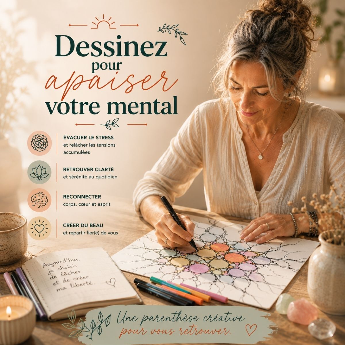 Atelier d’art neurographique pour apaiser le mental et réduire la charge mentale à Nivelles proche du Hainaut
