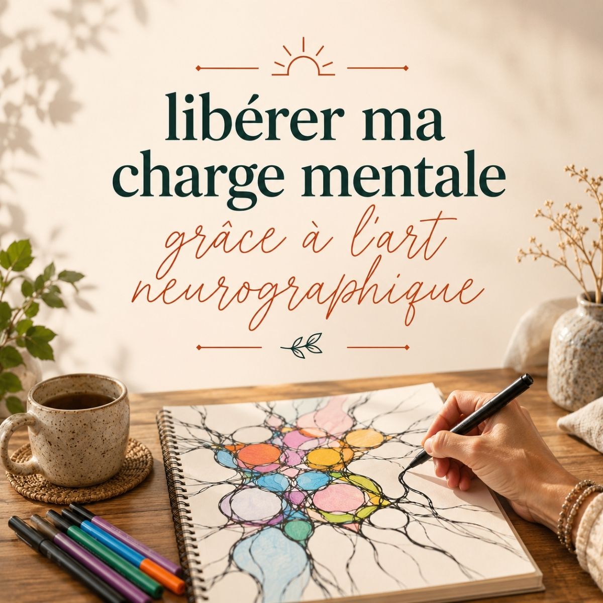 Atelier pour libérer la charge mentale grâce à l’art neurographique en Belgique proche de Mons et Waterloo