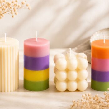 Bougies moulées unies et multicouches — atelier créatif Nivelles Brabant Wallon