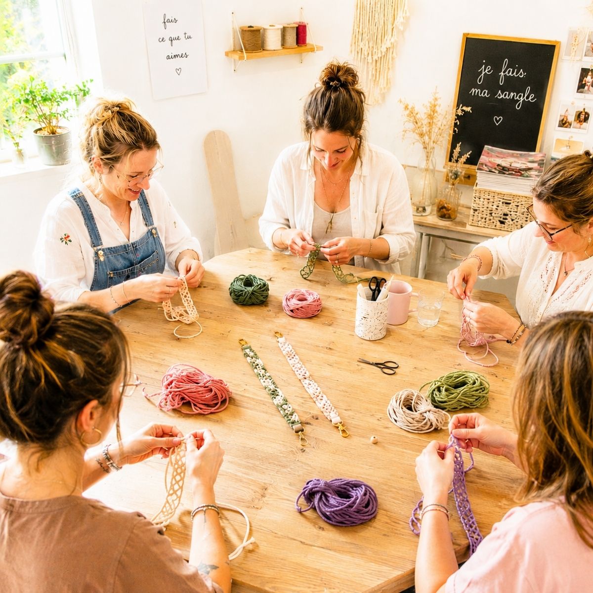 Groupe femmes atelier sangle macramé — L'Atelier en Ville Nivelles Brabant Wallon
